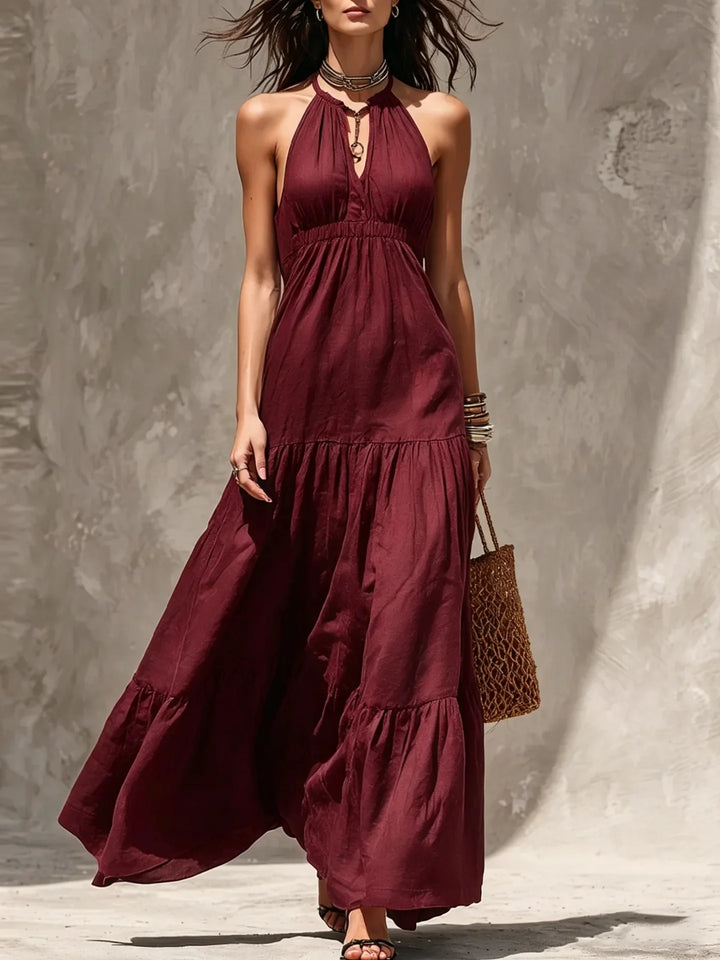 Lucielle Bohemian Halter Tiered Maxi Dress