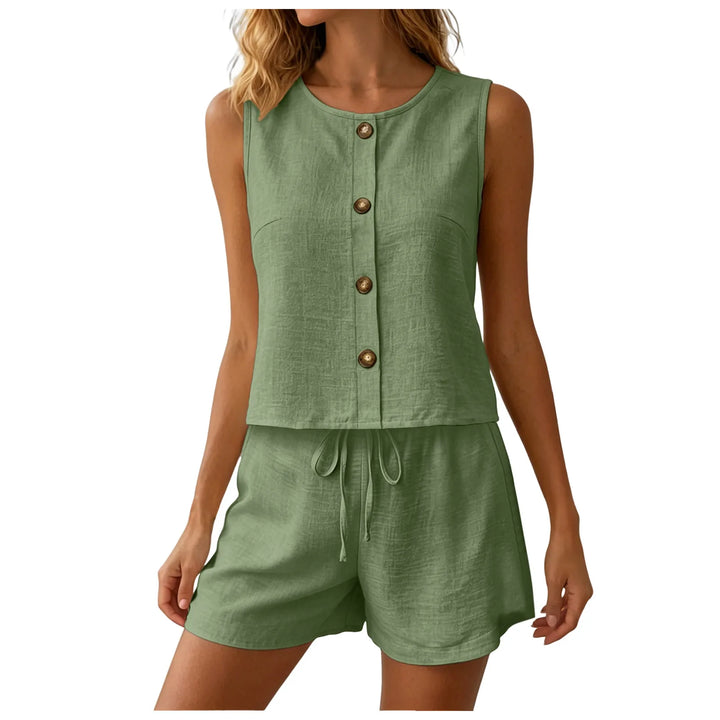Elleryn Casual Sleeveless Matching Shorts Set