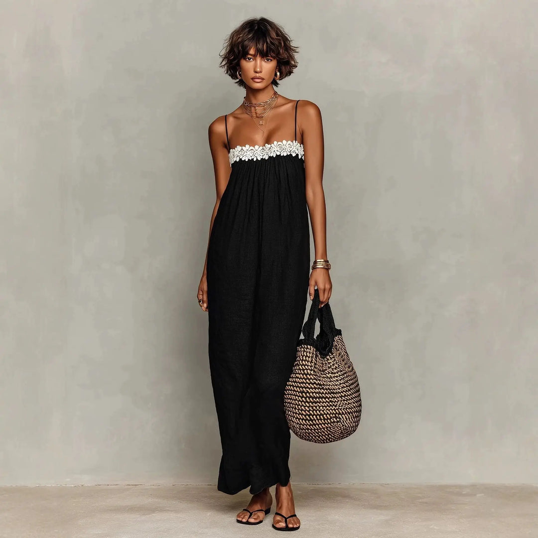 Sylvie Contrast Trim Elegant Maxi Dress