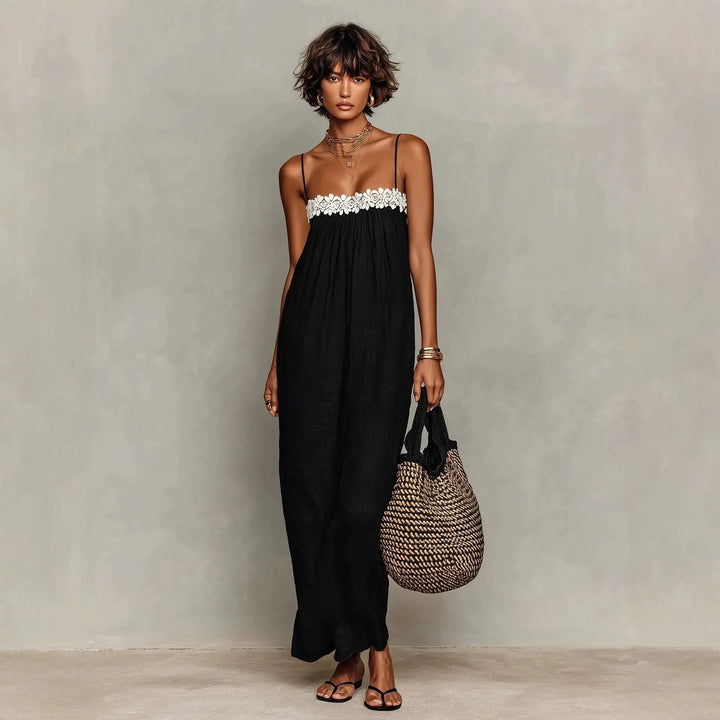 Sylvie Contrast Trim Elegant Maxi Dress