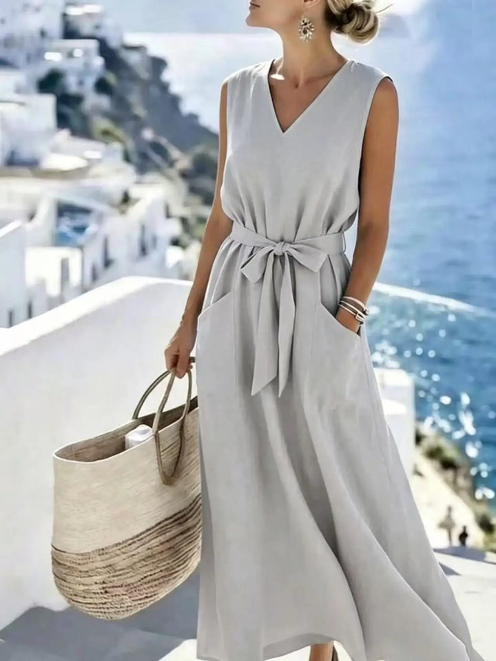 Genevieve Casual V Neck Maxi Dress
