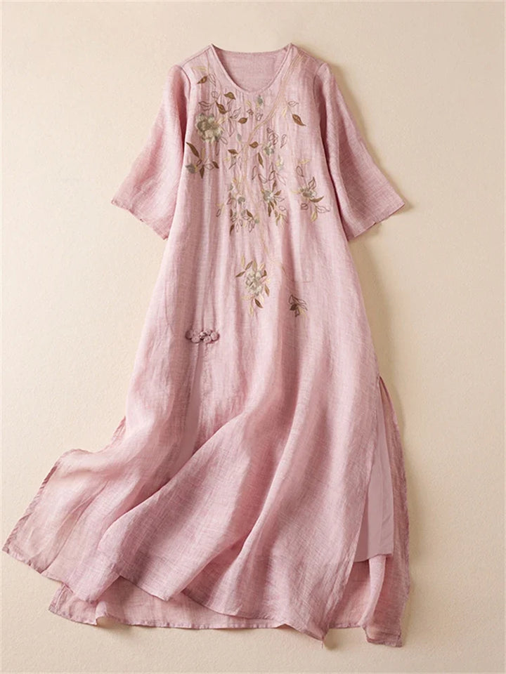 Amelie Embroidered Chiffon Maxi Dress
