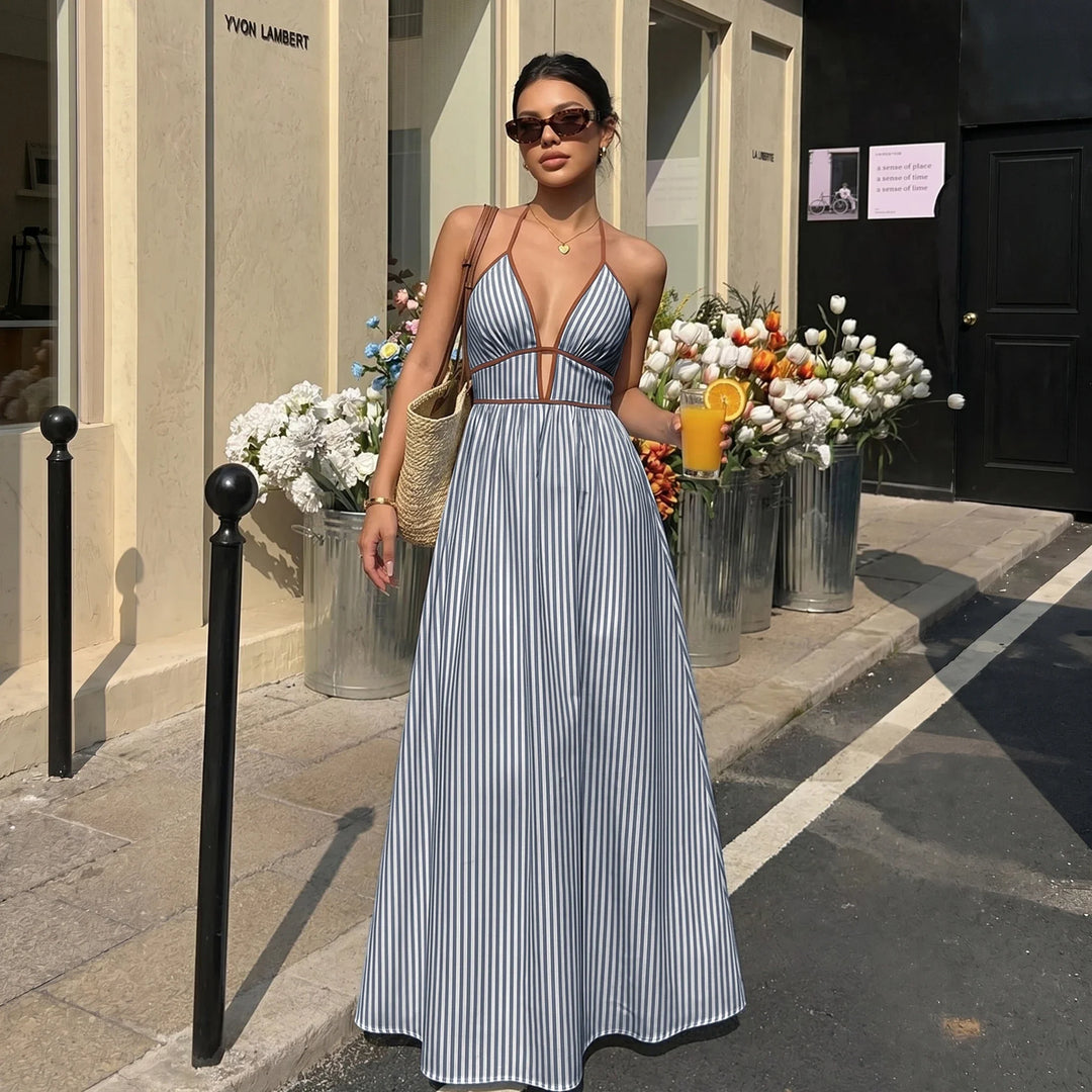 Frances Flowing Halter Neck Maxi Dress