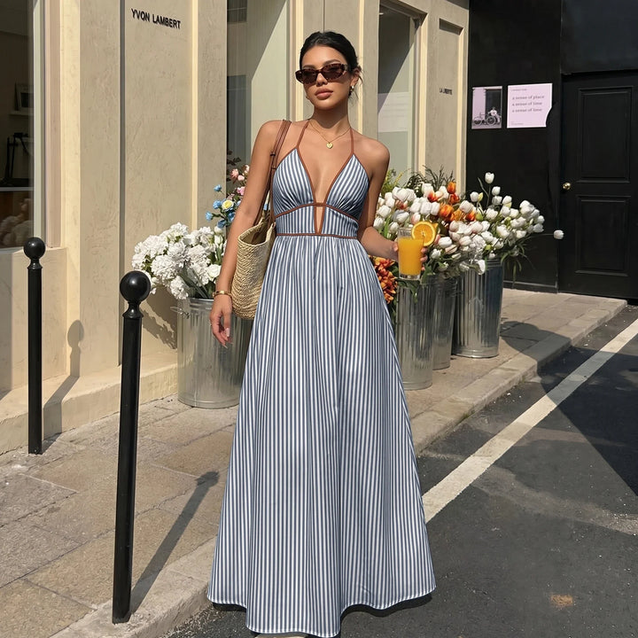 Frances Flowing Halter Neck Maxi Dress