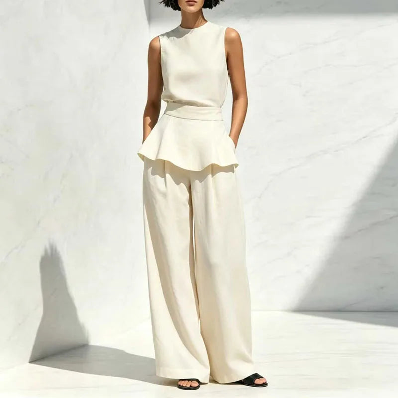 Florina Sleeveless Wide Leg Pants Set