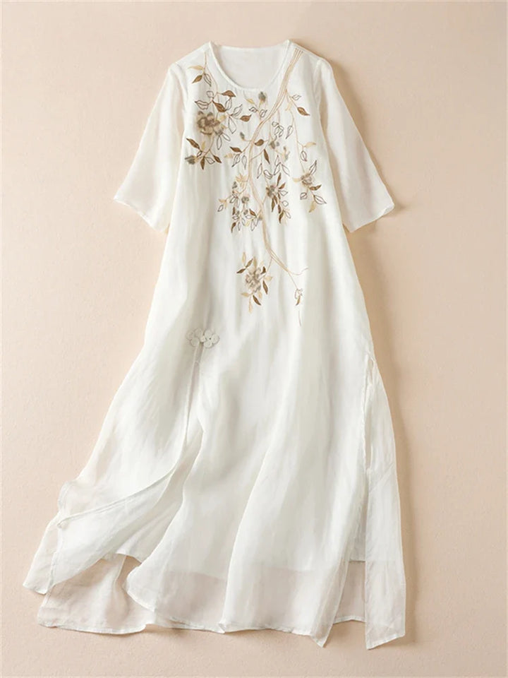 Amelie Embroidered Chiffon Maxi Dress