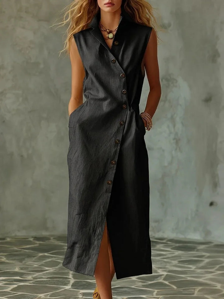 Leanna Button Front Midi Dress