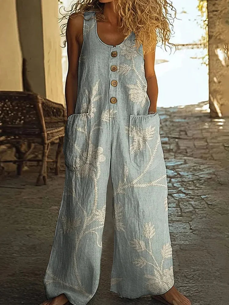 Melina Boho Floral Wide Leg Jumpsuit
