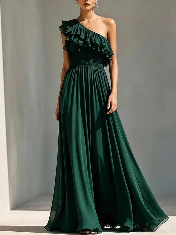Lucielle One Shoulder Pleated Wedding Guest Dress