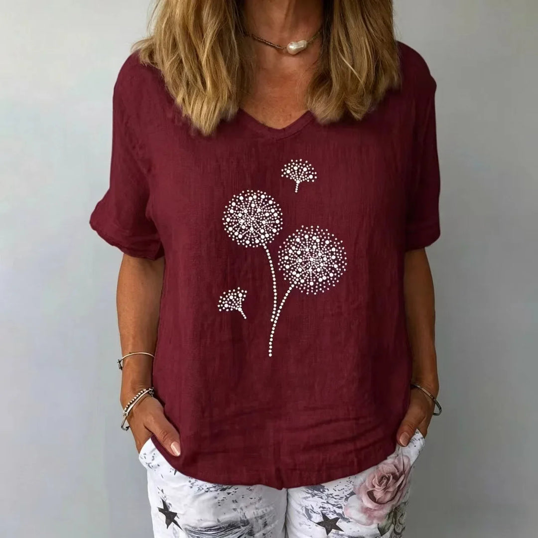 Emilia Botanical Linen Blouse