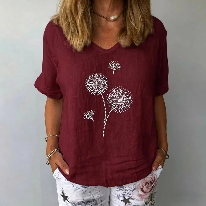 Emilia Botanical Linen Blouse