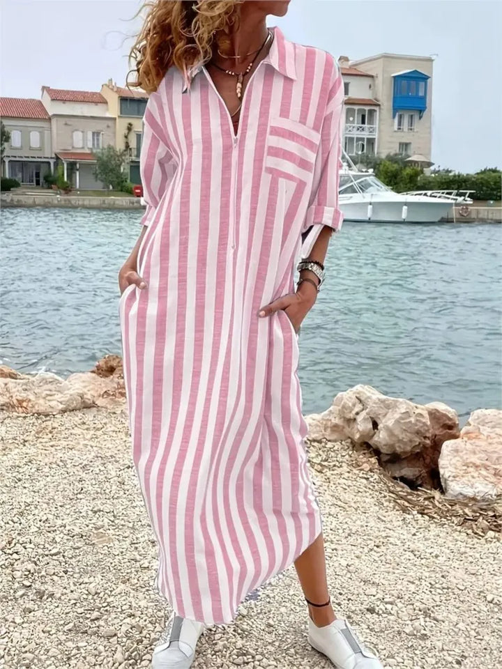 Layla Striped Maxi Shirt Dress
