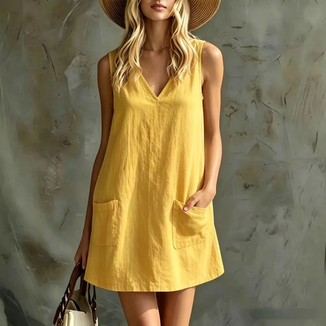 Nora Linen Pocket Mini Dress