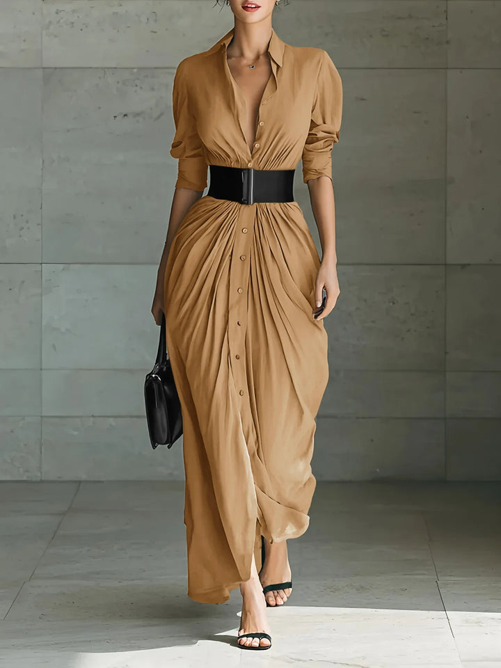 Elodie Flowy Long Shirt Dress