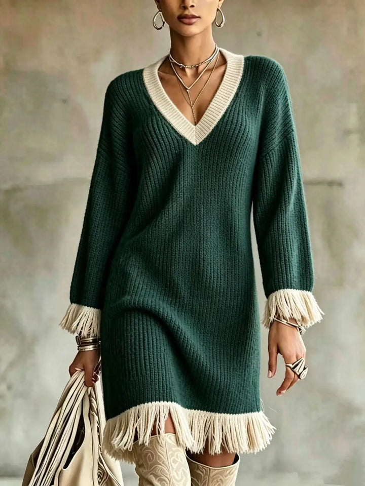 Amara Ribbed Fringe Dress