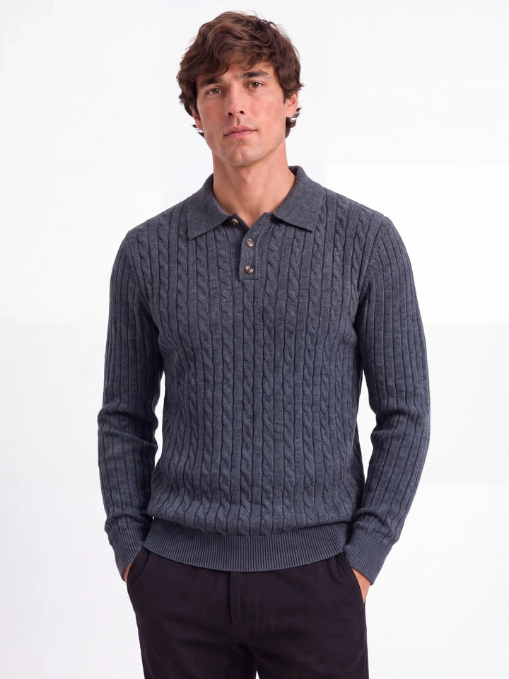 Callum Cable Knit Polo