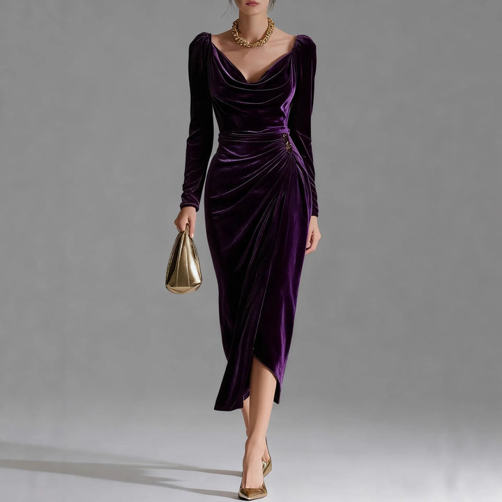 Anastasia Velvet Ruched Midi Dress