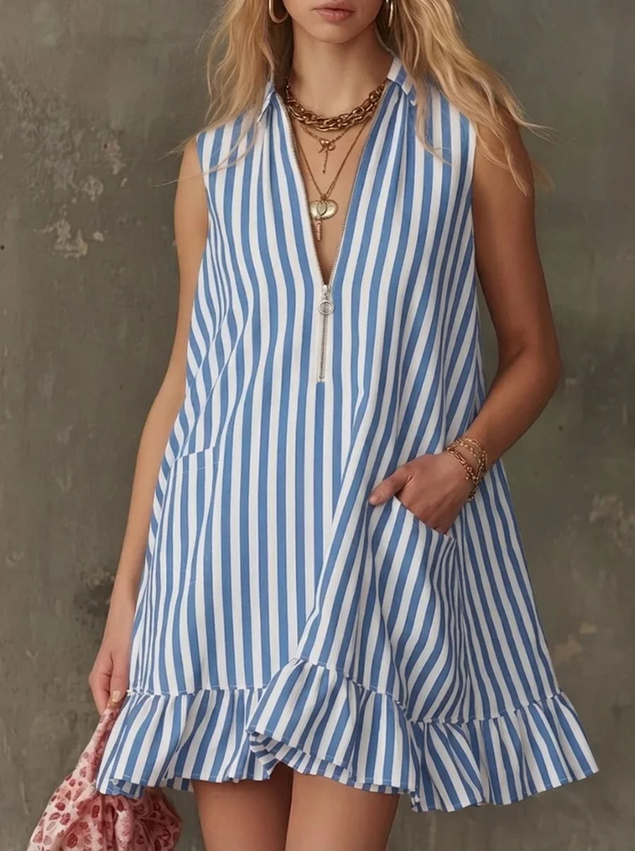 Yvette Striped Pocket Mini Dress