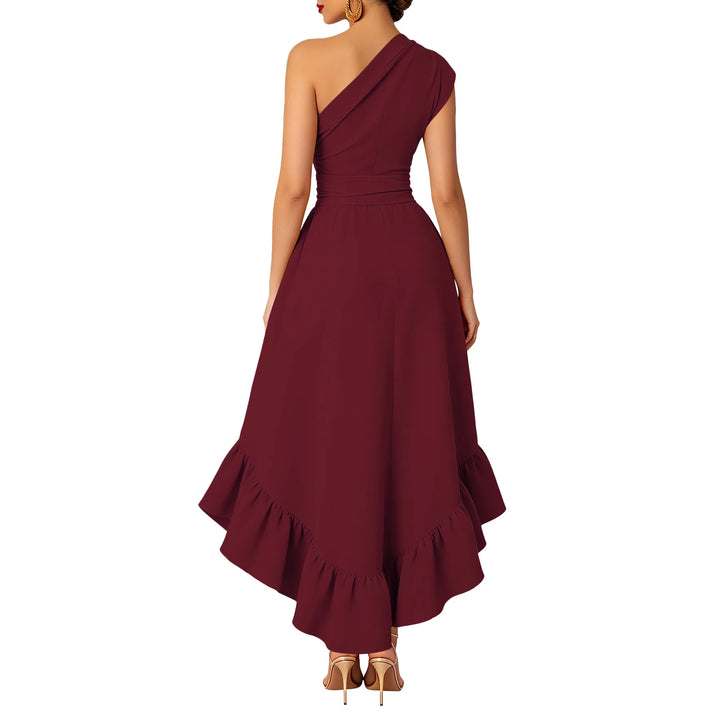 Arlena One Shoulder Ruffle Midi Dress