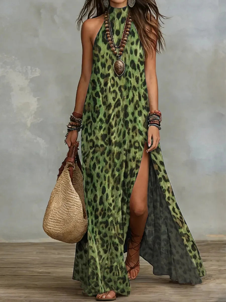 Saphine Bold Print Halter Neck Maxi Dress