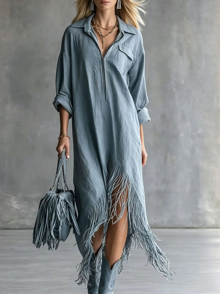 Rachel Fringe Hem Midi Dress