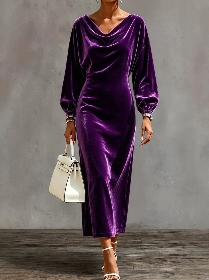 Sabine Cowl Neck Velvet Dress