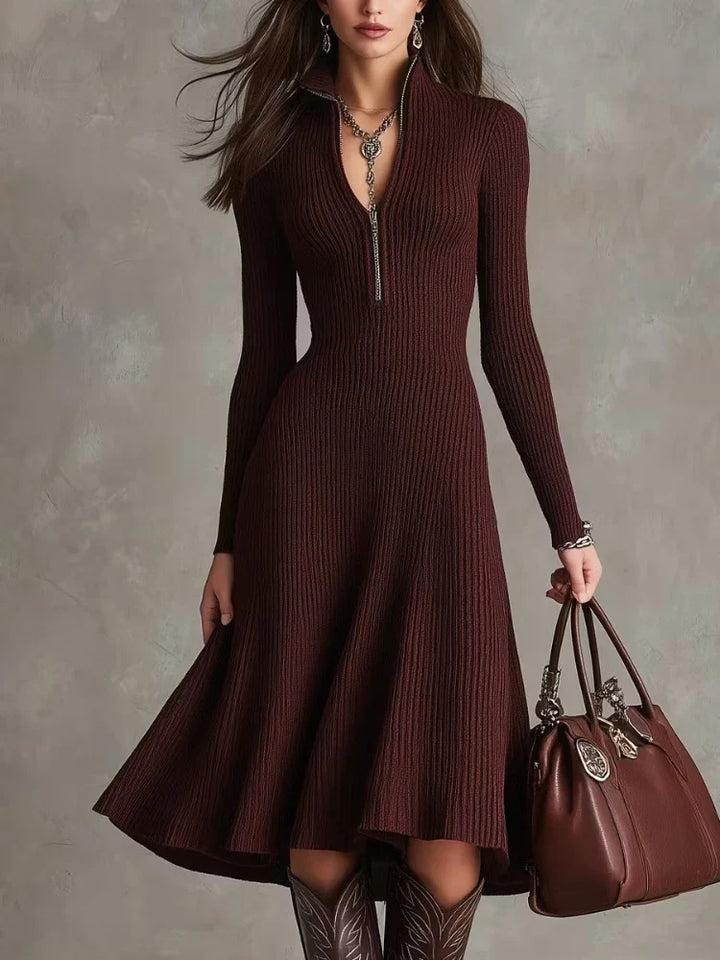 Corinne Quarter Zip Sweater Dress