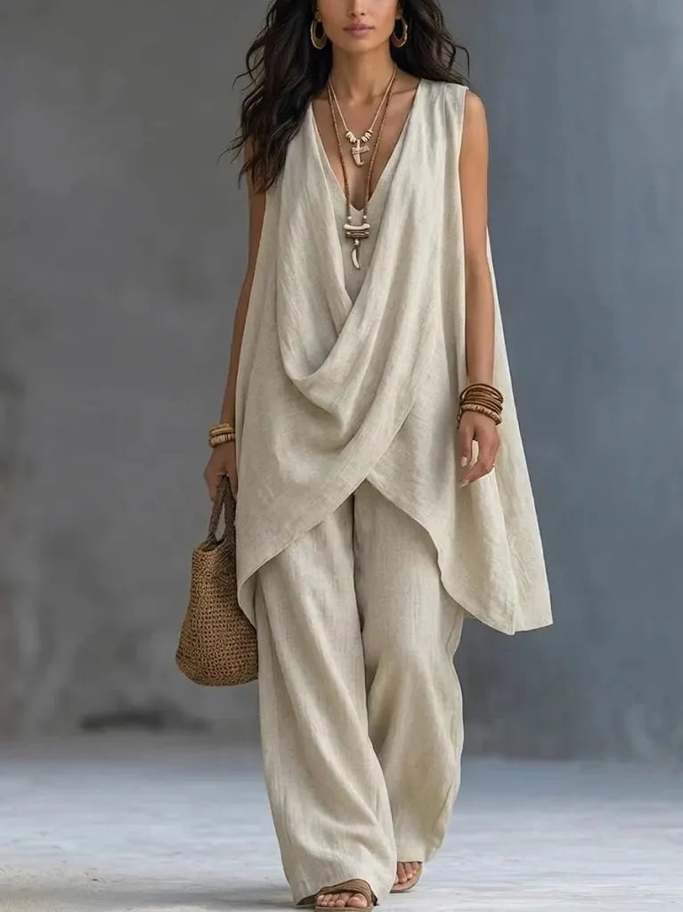 Celestia Draped Linen Set