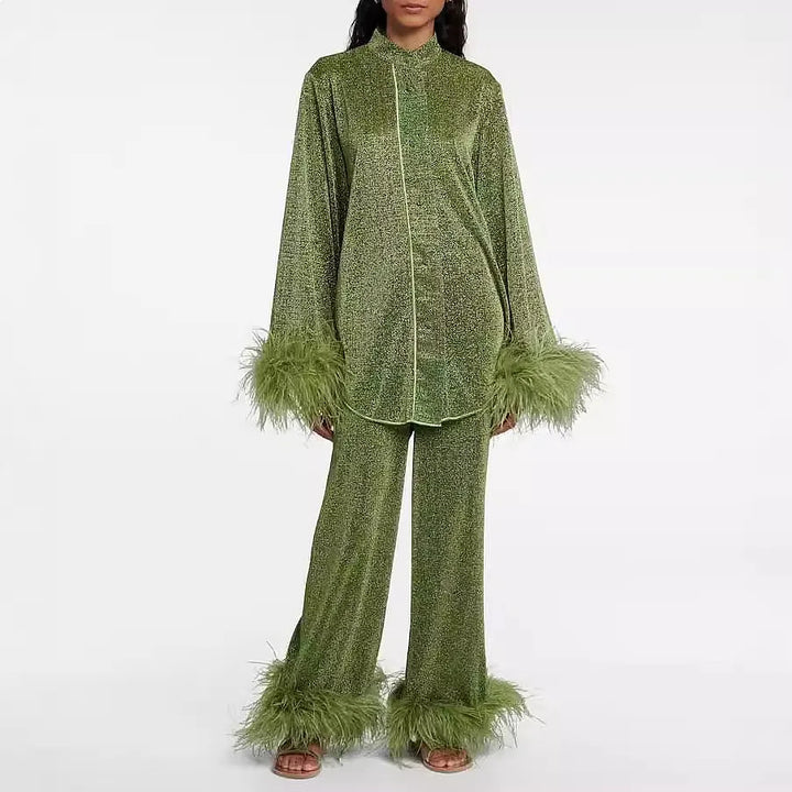 Nerissa Feather Trim Matching Set