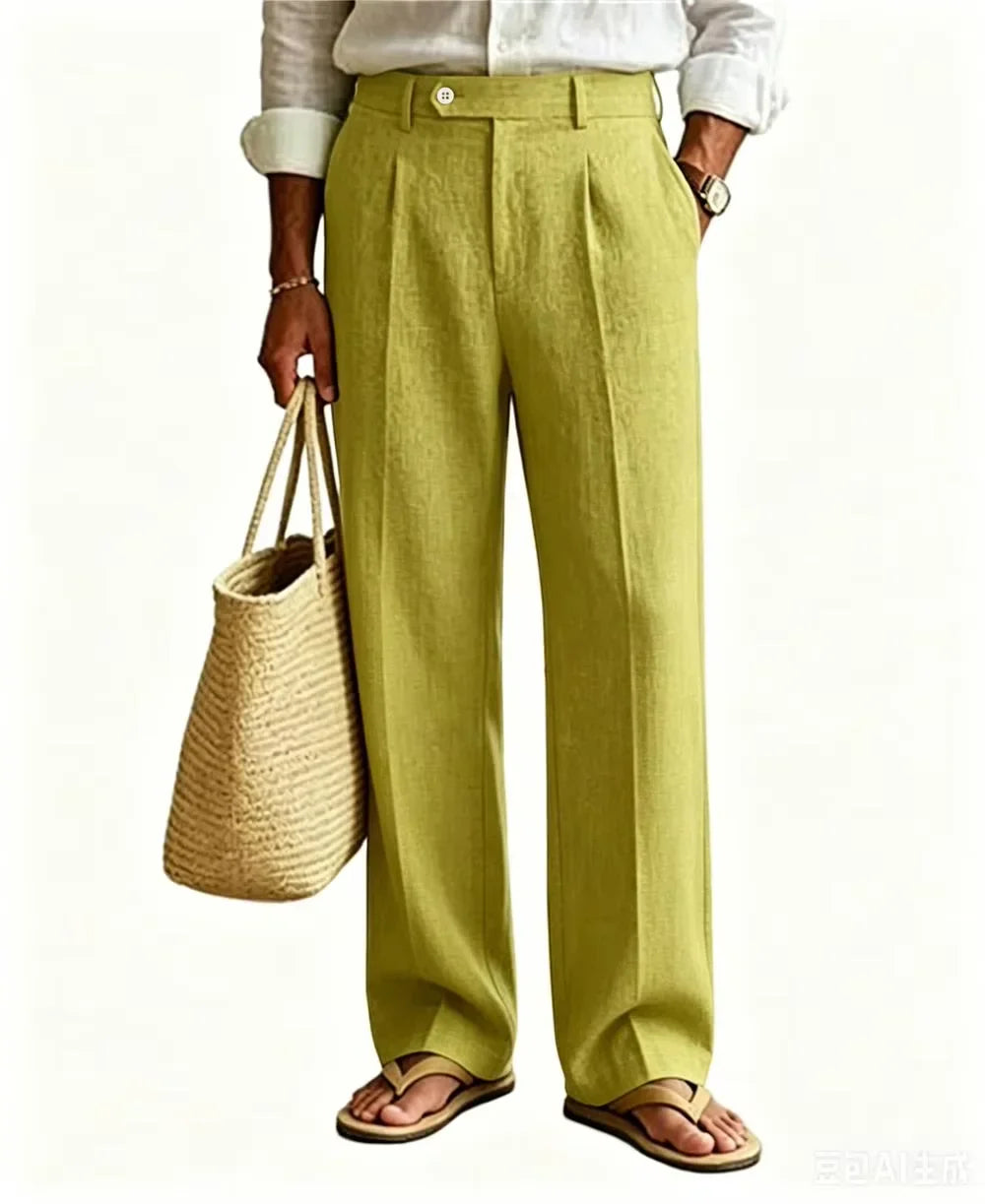 Mason Straight Leg Linen Trousers