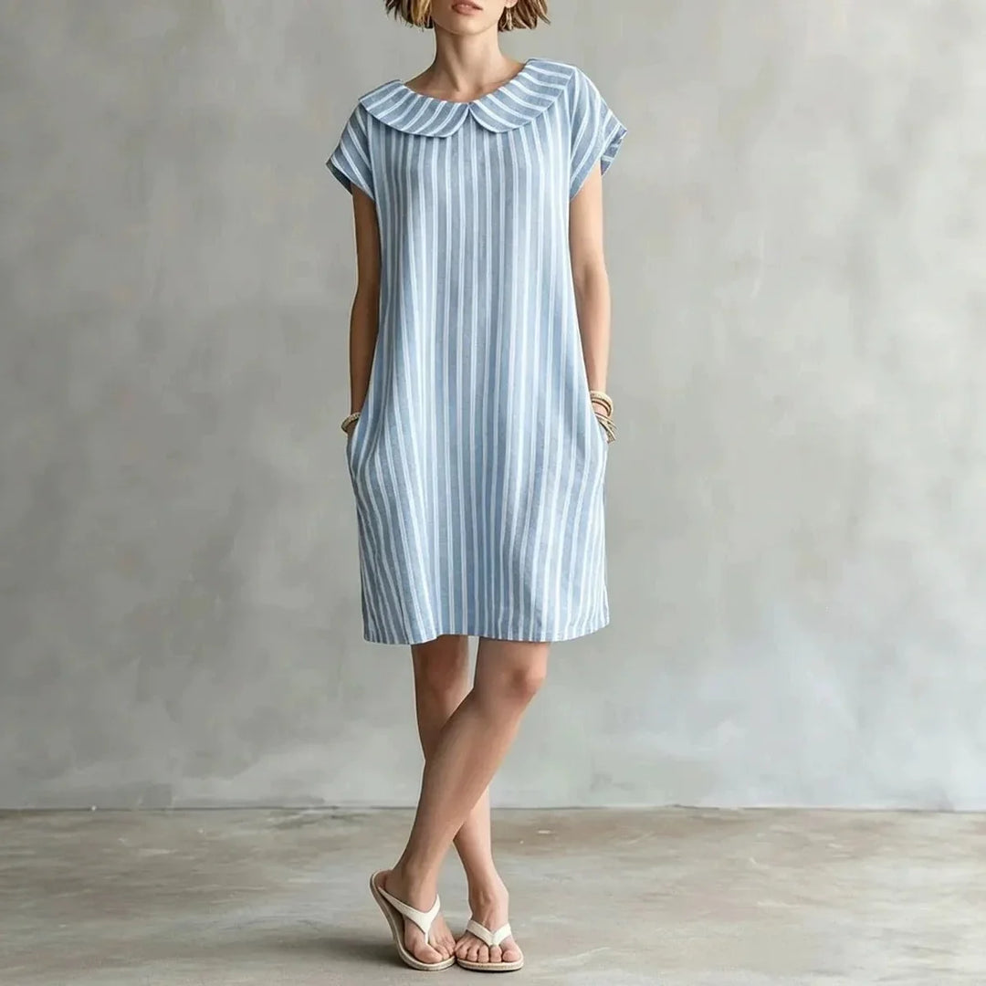 Minerva Striped Casual Shift Mini Dress