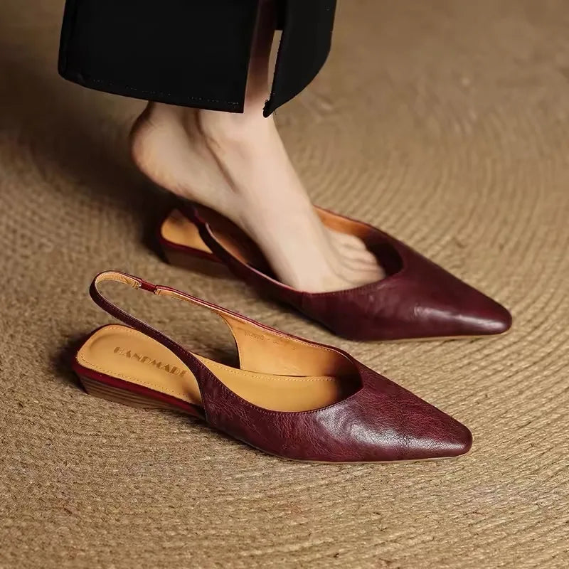 Emilie Genuine Leather Pointed Toe Flats