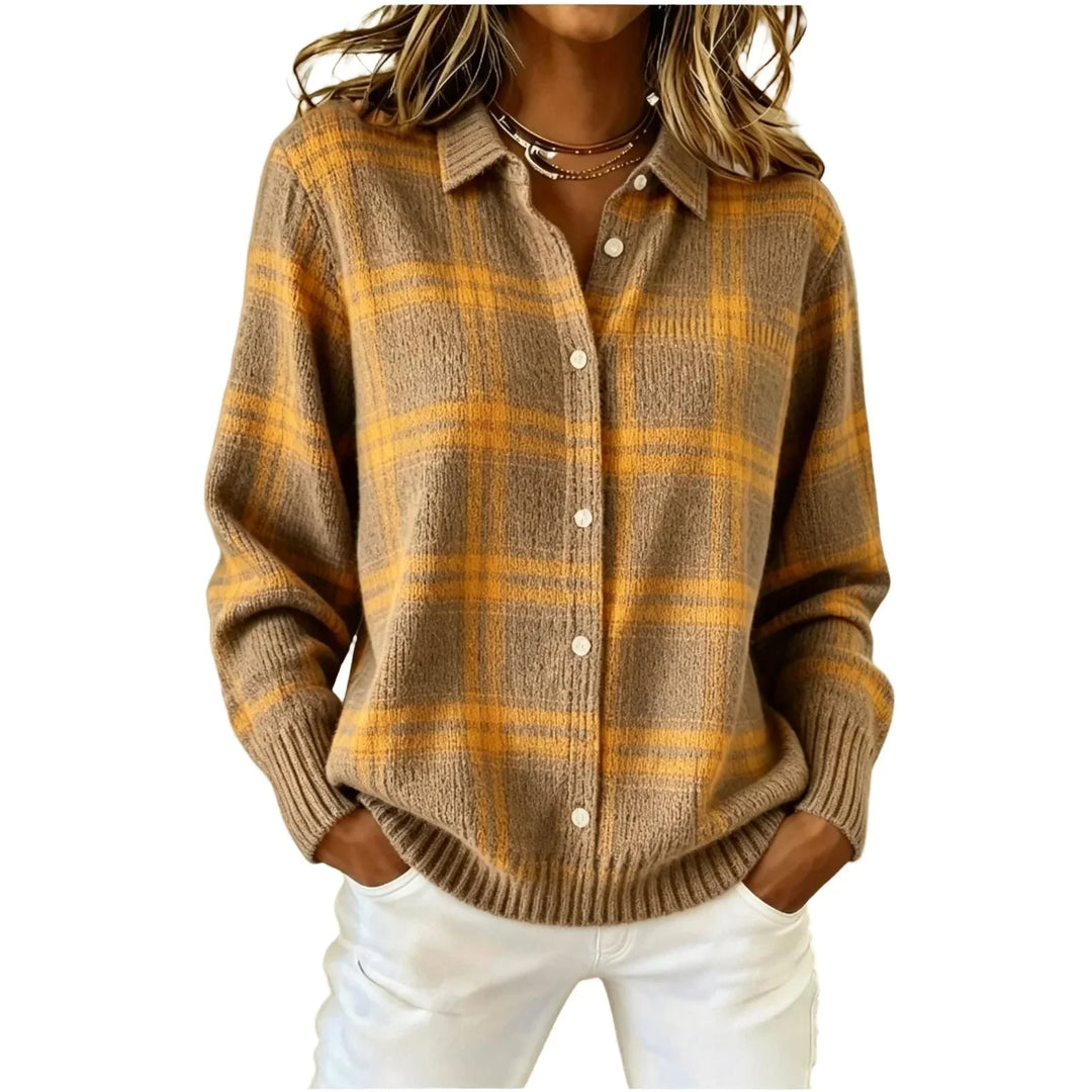 Elisabetta Plaid Button Cardigan