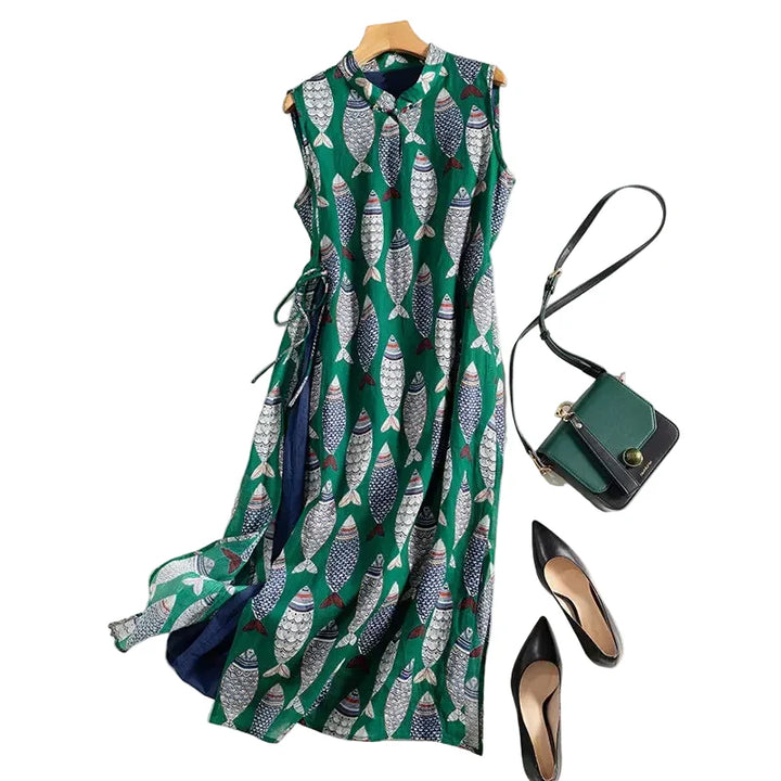 Parisa  Fish Print Midi Dress