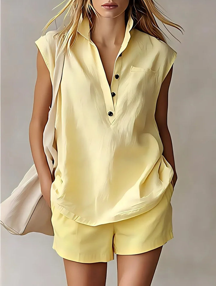 Saria Breathable Cotton Linen Shorts Set