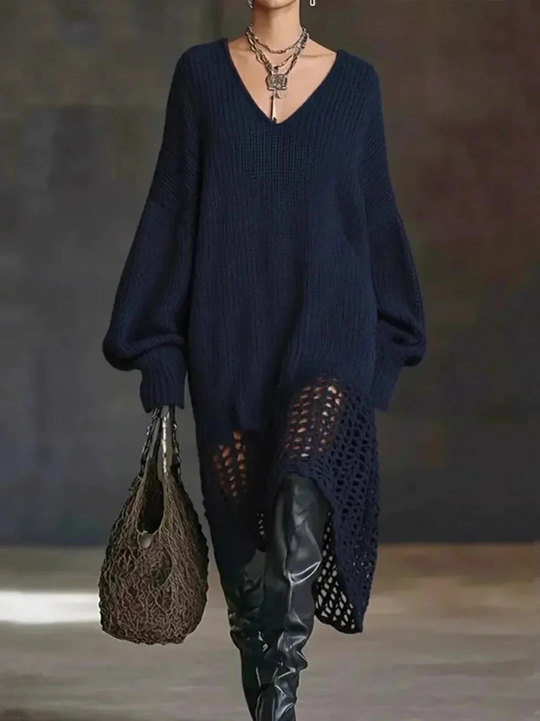 Amaris Hollow Out Sweater Dress