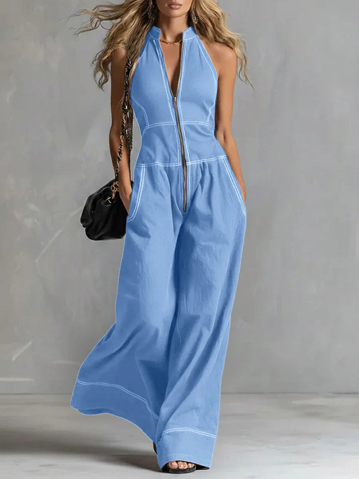 Thorneau Zip Front Wide Leg Jumpsuit