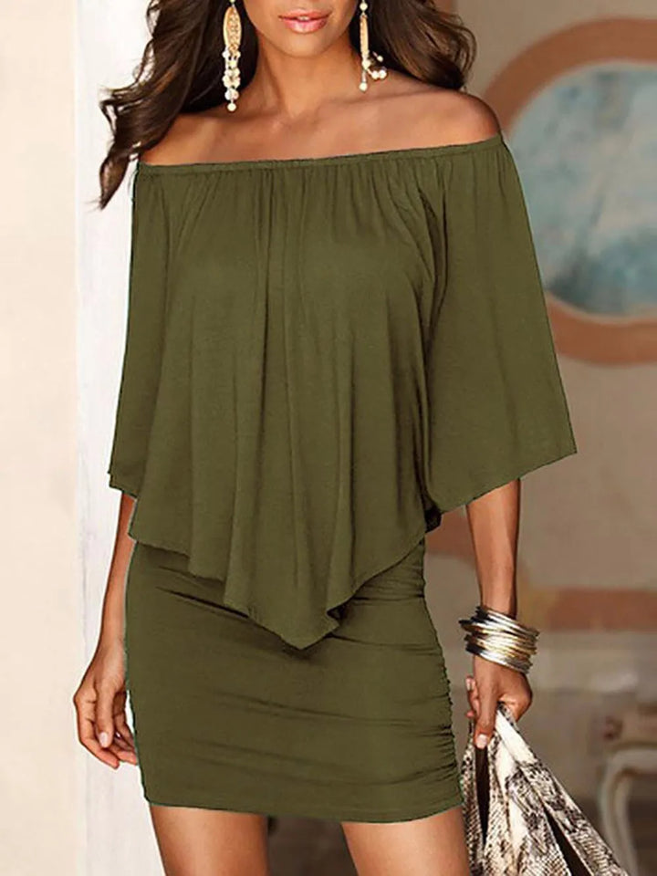 Leonie Elegant Draped Off Shoulder Mini Dress