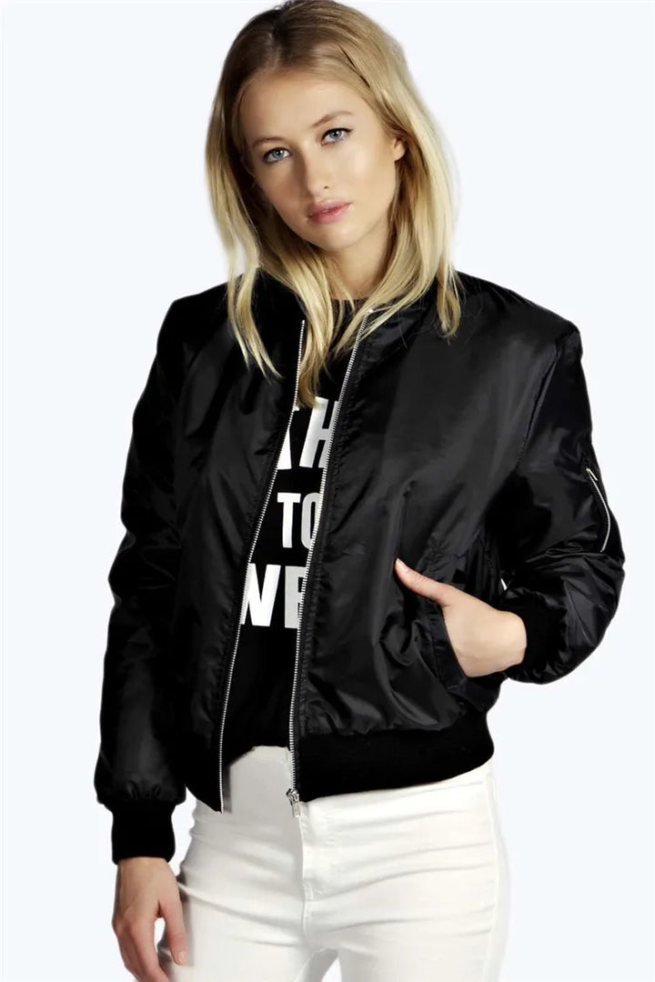 Talia Collarless Bomber Jacket