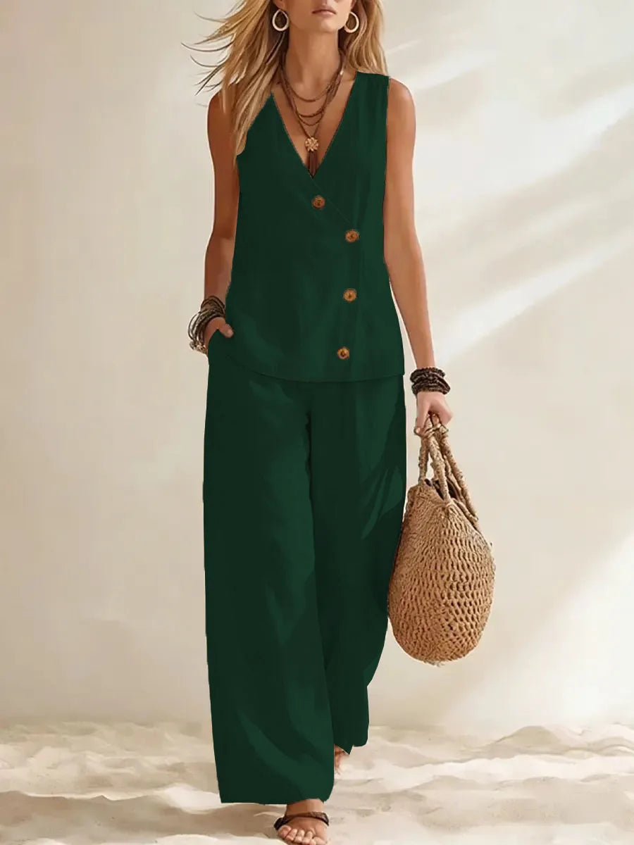 Astrid Button Vest Co-Ord Set