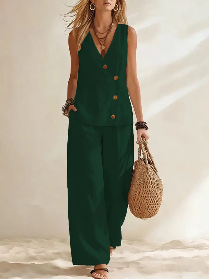 Astrid Button Vest Co-Ord Set