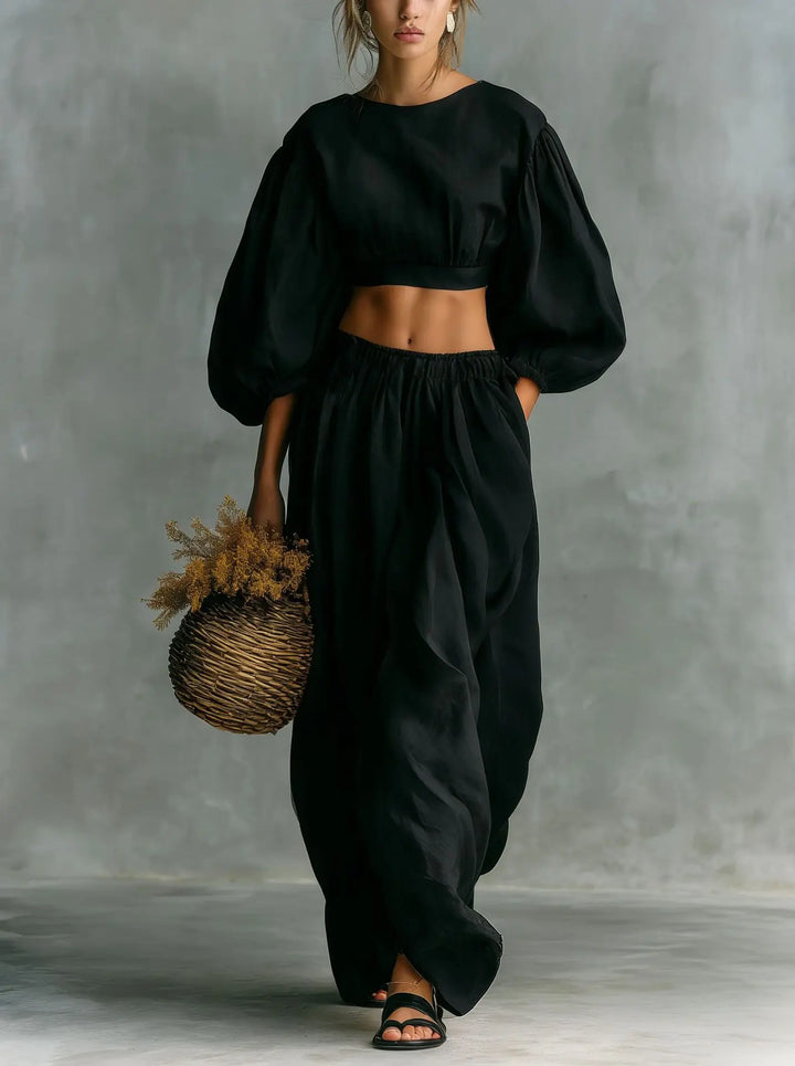 Adelina Balloon Sleeve Trouser Set
