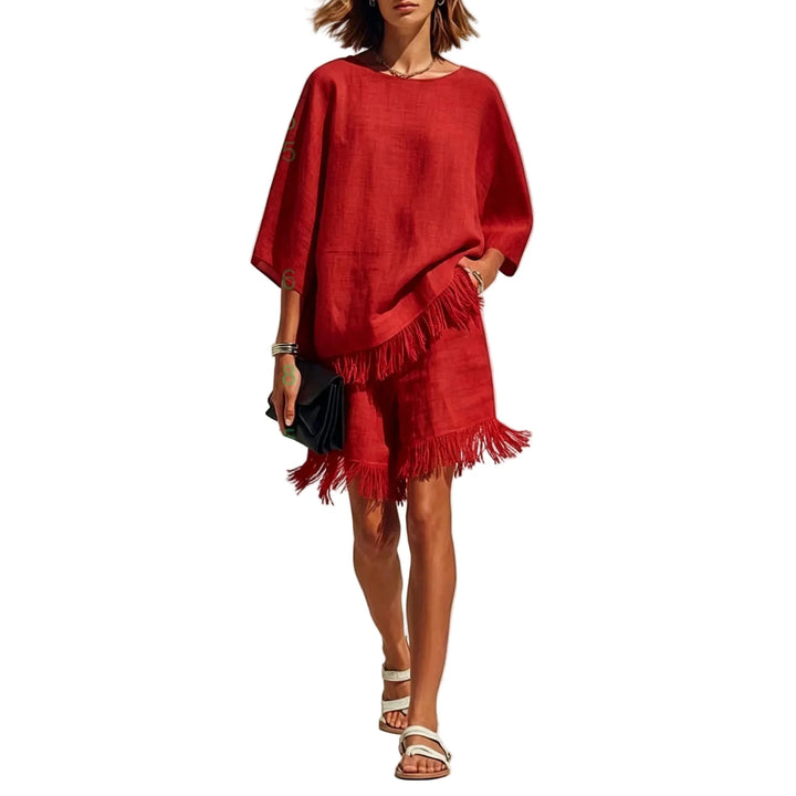 Maris Linen Fringe Cape Co-Ord Set