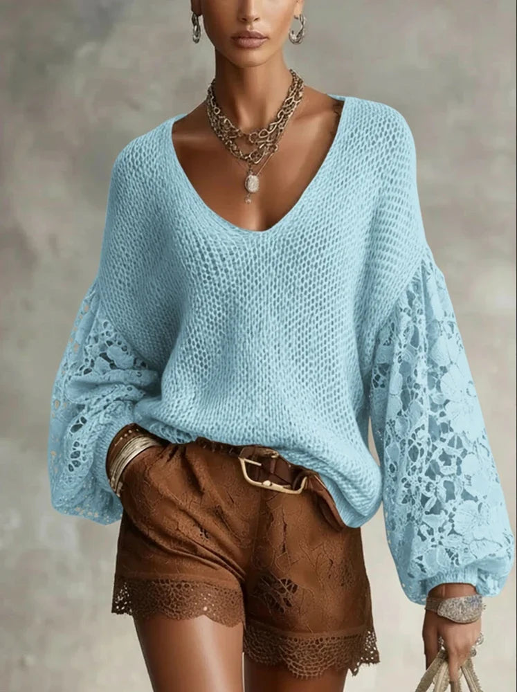Katie Lace V Neck Sweater