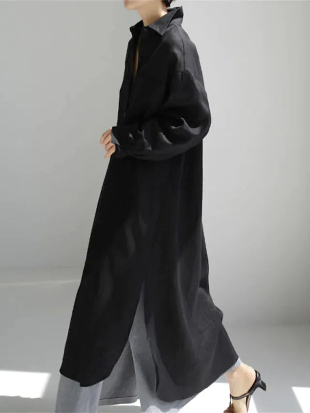 Roxana Button Front Long Sleeve Maxi Dress