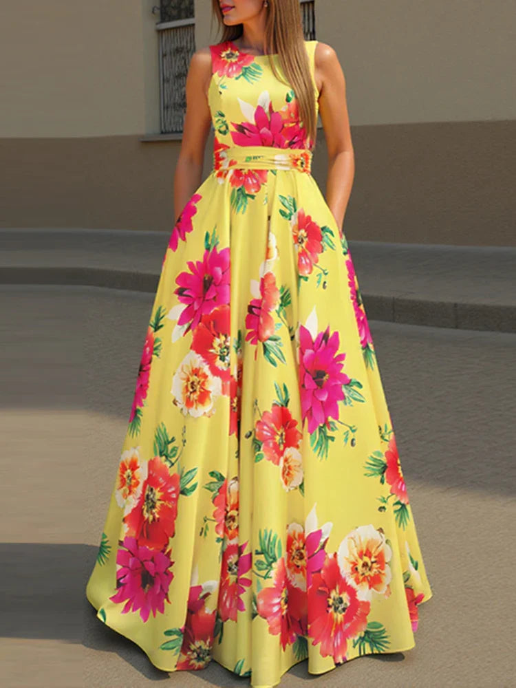 Rosamira Elegant Sleeveless Wedding Guest Maxi Dress