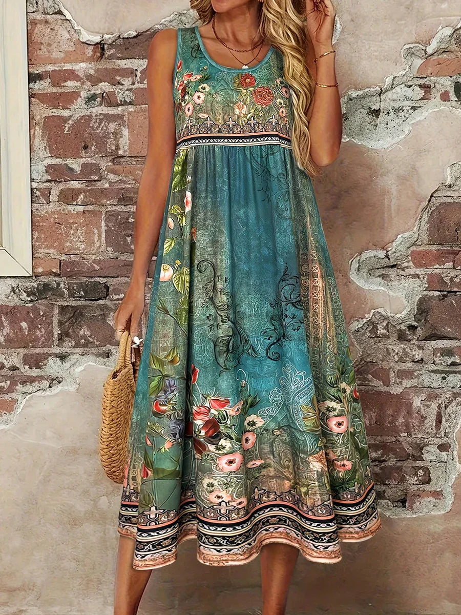 Kallista Boho Floral Midi Dress