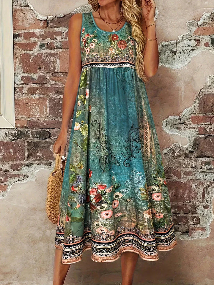 Kallista Boho Floral Midi Dress