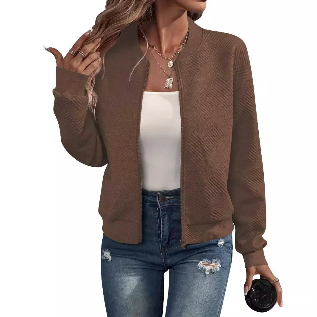 Charmaine Textured Collarless Bomber