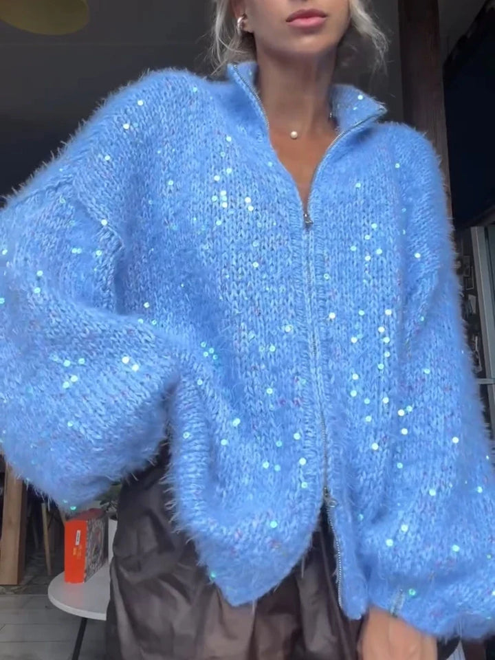 Elouise Sequin Zip Cardigan